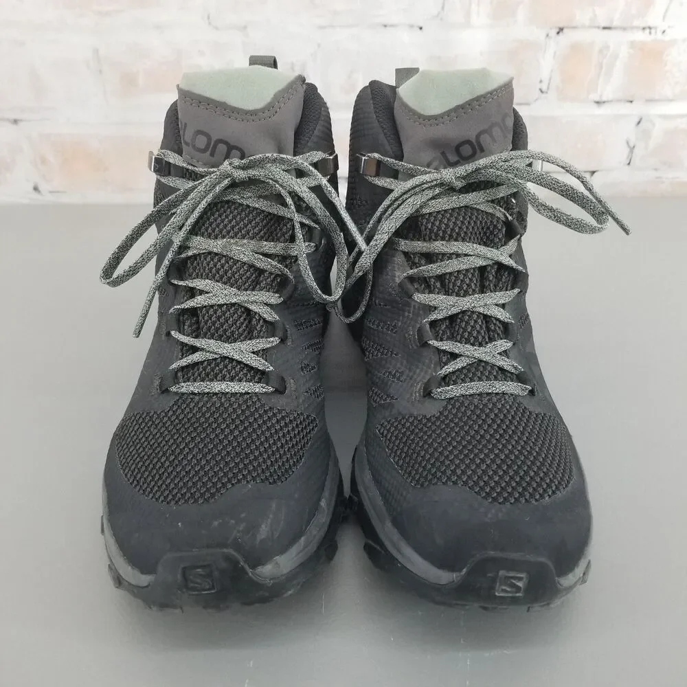 Salomon OUTline Mid GTX Hiking Boot Womens Sz 9.5 Black Trail Waterproof Ourdoor